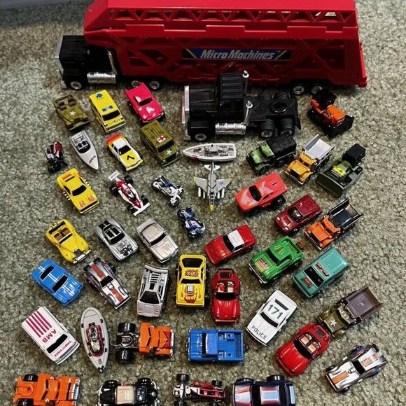Micro Machines Other - 46 Lot 1988 Vintage Micro Machines Big Rig Hauler Car Carrier, Cars, Motorcycles